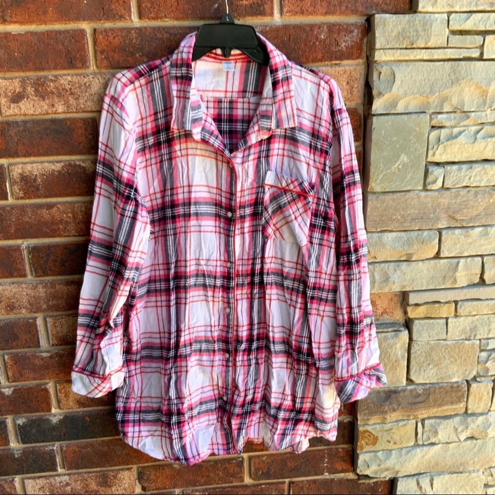 Old Navy Red Plaid Flannel/PJ Top Shirt XL